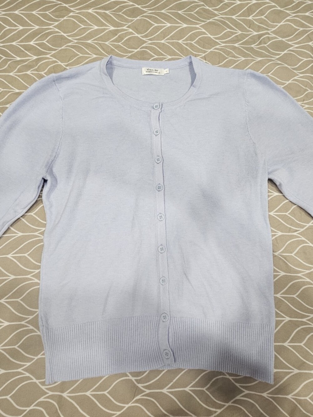 Light Pastel Blue Women's Button-Front Knit Cardigan